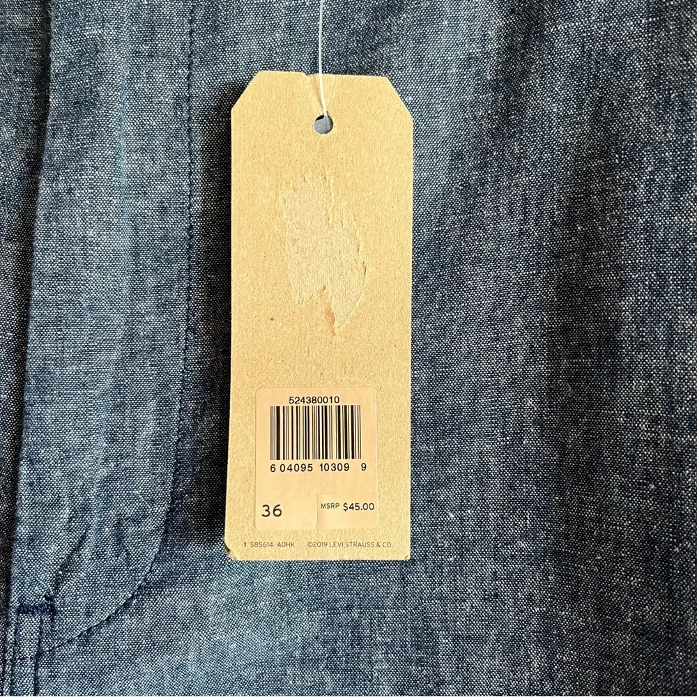 NWT Levi’s 502 Regular Taper Chino Shorts Blue Chambray Linen Cotton
